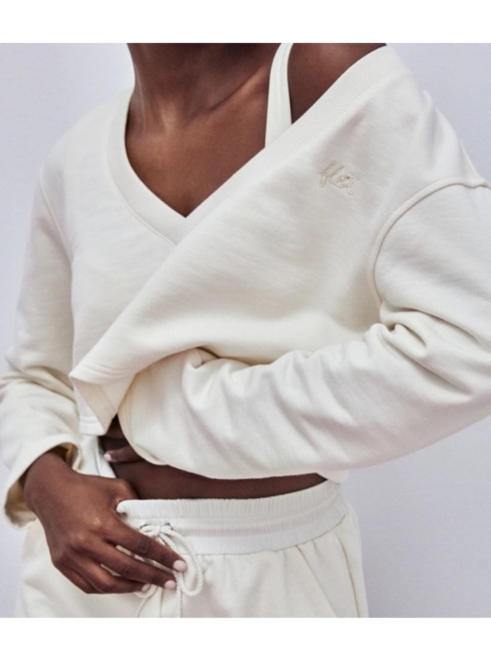For Love & Lemons Cropped Sweatshirt on Cream color